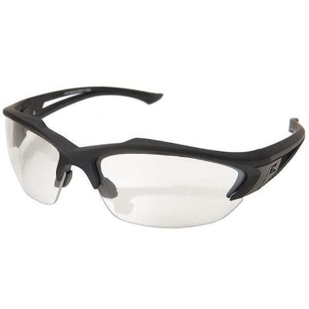 Edge Eyewear Acid Gambit Vapor Shield, Safety Glasses, Anti-Scratch, Clear Lens, Black Frame, Half-Frame SG611