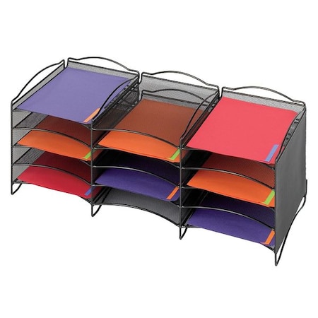 Safco Literature Organizer, Black, 12 Comp 9430BL