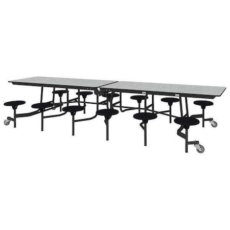 Artco-Bell Rectangle Mobile Stool Table , 144" W 29" H, Gray Glace Tabletop ANSU292PN.7.18.0.D
