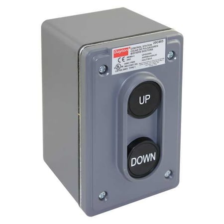 Dayton Push Buttn Cntrol Statn, 2NO, Up/Down, 22mm 20C803