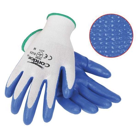 CONDOR Nitrile Coated Gloves, Palm Coverage, Blue/White, XL, PR 20GZ58