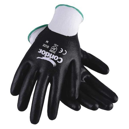 Condor Coated Gloves, Nitrile, Sandy, Full, 4 Abrasion Level, White, Xl 1 PR 20GZ64