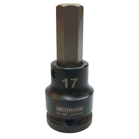 Westward WESTWARD 3/4 in Drive Impact Socket Bit Standard Socket, Black Oxide, Impkt Skt Bt St, Steel, H17 20HX52