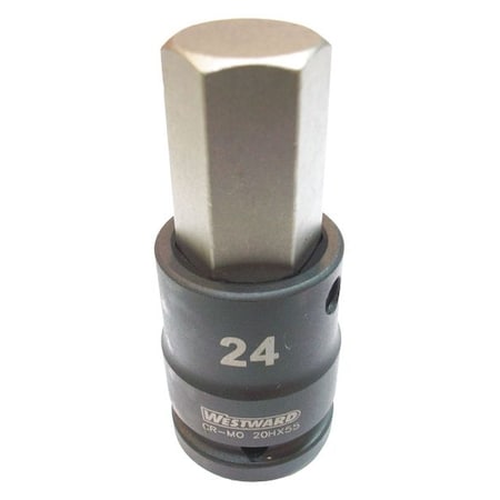 Westward WESTWARD 3/4 in Drive Impact Socket Bit Standard Socket, Black Oxide, Impkt Skt Bt St, Steel, H24 20HX55