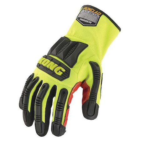 Kong KONG(R) Mechanics Gloves, Synthetic Leather Palm, Nylon, Spandex Back, M, Black/Lime KRIG-03-M