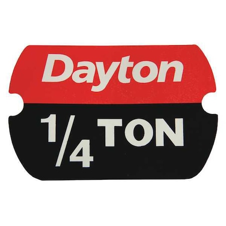 Dayton Label, Rated Load 1/4 Ton MH29XL8509G