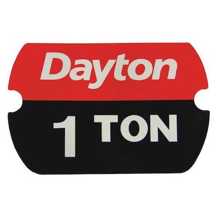 Dayton Label, Rated Load 1 Ton MH29XL8904G
