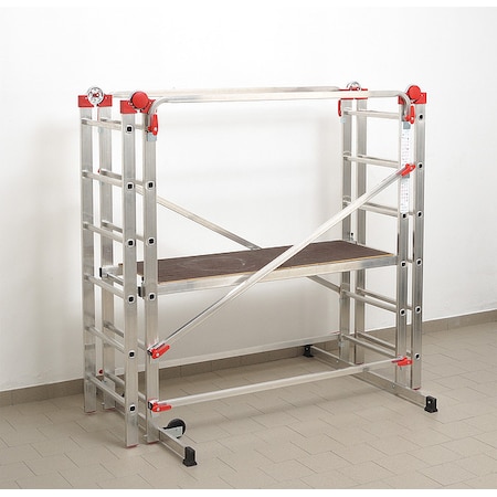 Hailo Portable Scaffold, Aluminum, 396 lb Load Capacity, 7 ft 6 in Platform Height 9459-501