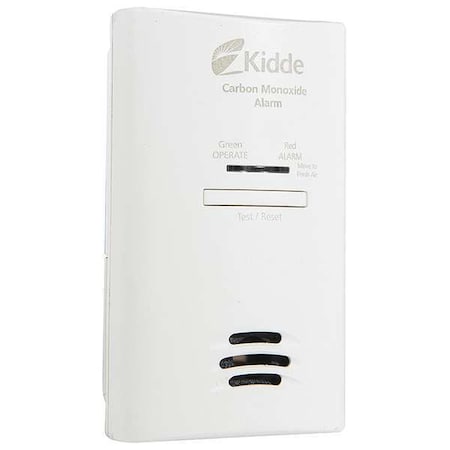 Kidde Carbon Monoxide Alarm, 85 dB at 10 ft, (2) AA Batteries, 120V AC, Electrochemical KN-COB-DP2