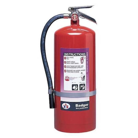 Badger Fire Extinguisher, 20 lb Capacity, Class BC , UL Rating120B:C , Potassium Bicarbonate B20P