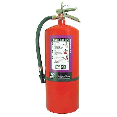 Badger Fire Extinguisher, 20 lb Capacity, Class BC , UL Rating60B:C , Potassium Bicarbonate B20P-HF