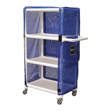 Royal Basket Trucks PVC Cart, 42", 3 Shlf, Blue Mesh R42-BBX-L3A-3ULN