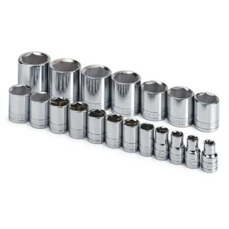 Sk Professional Tools 1/2" Drive Socket Set SAE 19 Pieces 3/8 in to 1 1/2 in , Chrome, Skt St, Chrm, 1/4-5/8 in, 12Pt 4120