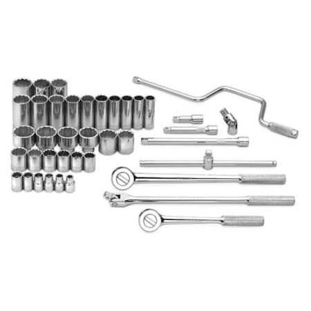 Sk Professional Tools 1/2" Drive Socket Set SAE 40 Pieces 3/8 in to 1 1/2 in , Chrome 4140