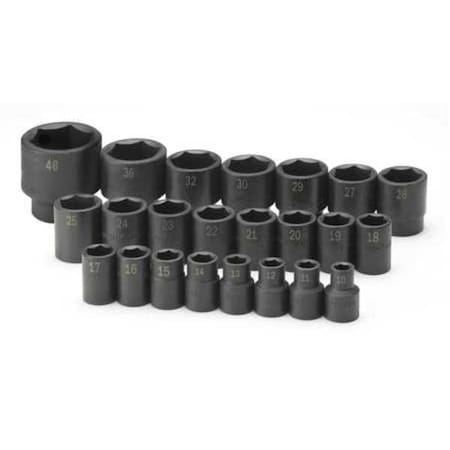 Sk Professional Tools 1/2" Drive Impact Socket Set, Metric, 23 pcs 4038