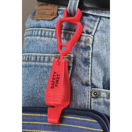 Glove Guard Handi Klip(R) Clip, Fire Red, w/"Safety First" 58314FRD