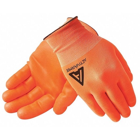 Ansell H-Vis Coated Gloves, Nitrile, Smooth, Palm, 4 Abrasion Level, Orange, M (9) 1 PR 97-012