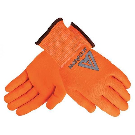 Ansell Hi-Vis Cut Resistant Coated Gloves, Cut Level A2 , Dipped , Water-Based Polyurethane, Nitrile , Sandy 97-013