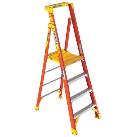 Werner 7 ft Fiberglass Podium Stepladder, 300 lb Capacity PD6204