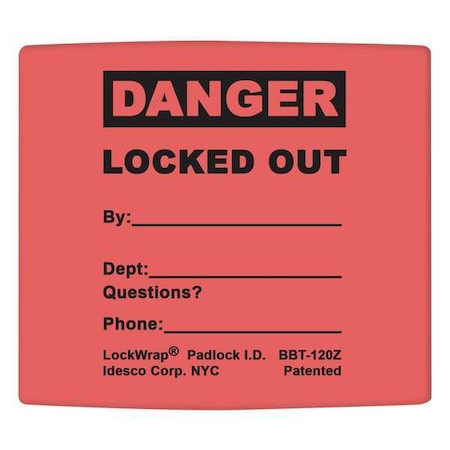 Idesco Padlock Label, 2-1/8inHx 1-1/2inW, PK25, LMBBT121AAC LMBBT121AAC