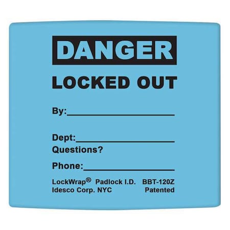 Idesco Padlock Label, 2-1/8inHx1-1/2inW, PK25, LMBBT123AAC LMBBT123AAC