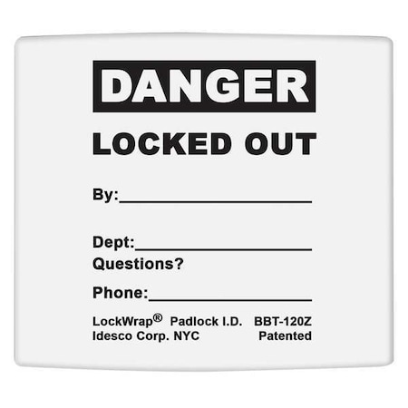 Idesco Padlock Label, 2-1/8inHx 1-1/2inW, PK25, LMBBT125AAC LMBBT125AAC