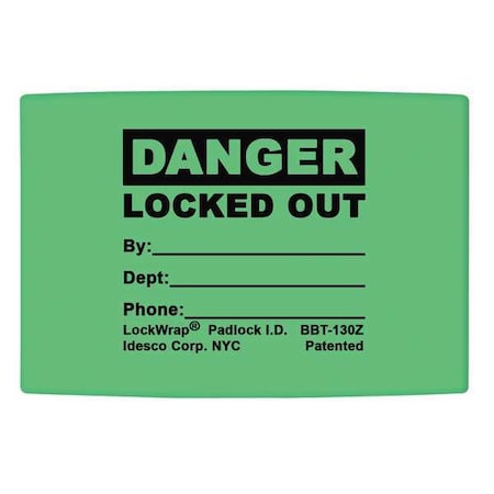 Idesco Padlock Label, 1-5/8inHx 1-1/2inW, PK25 LMBBT129AAC