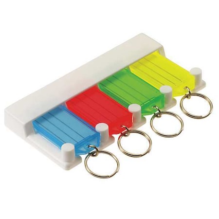 Lucky Line Key Tag Rack, Plastic, Green, 4 Key Capacity 60540