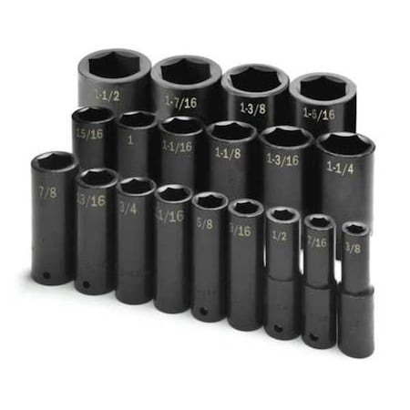 Sk Professional Tools Impact Socket Set, 1/2" Drive, 19 Pieces 4049