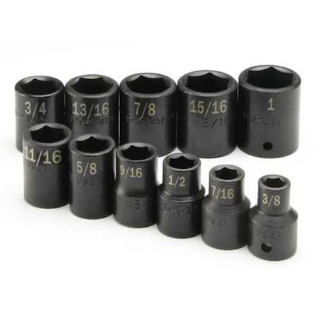 Sk Professional Tools 1/2" Drive Impact Socket Set, SAE, 11pcs, Impact Socket Set, 1/2" Drive, 11 Pieces 4031