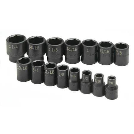 Sk Professional Tools 1/2" Drive Impact Socket Set, SAE, 15 pcs 4035