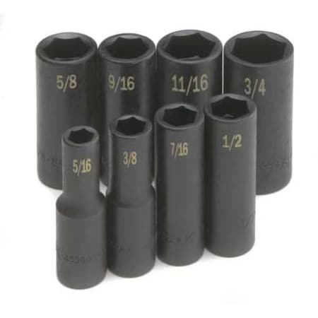 Sk Professional Tools 3/8" Drive Impact Socket Set, SAE, 8pcs 4078
