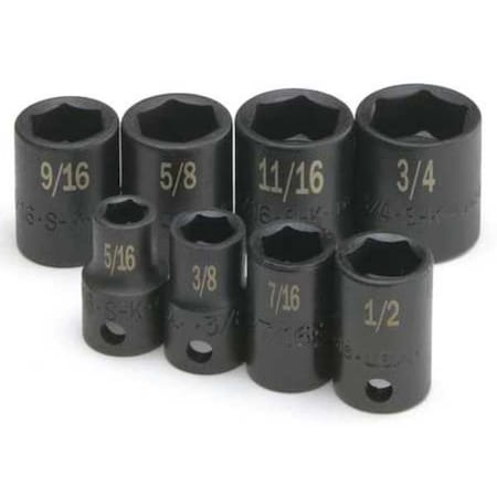 Sk Professional Tools 3/8 in Drive Impact Socket Set, SAE, 8 pcs 4058