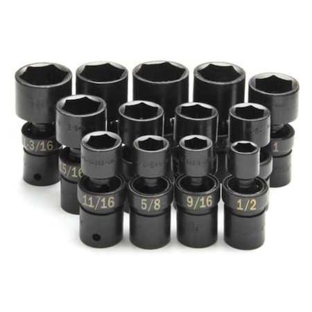 Sk Professional Tools 1/2" Drive Impact Socket Set, SAE, 13pcs 34300