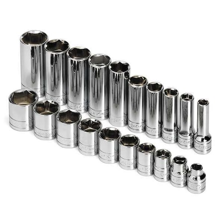 Sk Professional Tools 3/8" Drive Socket Set SAE 20 Pieces 5/16 in to 7/8 in , Chrome 89040