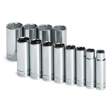 Sk Professional Tools 1/2" Drive Socket Set SAE 12 Pieces 1/2 in to 1 1/4 in , Chrome, Skt St, Chrm, 1/4-5/8 in, 12Pt 4822