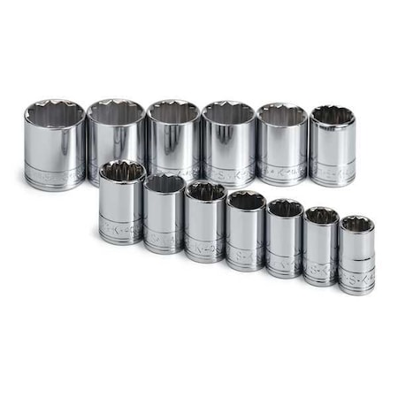 Sk Professional Tools 1/2" Drive Socket Set Metric 13 Pieces 15 mm to 32 mm , Chrome 1913