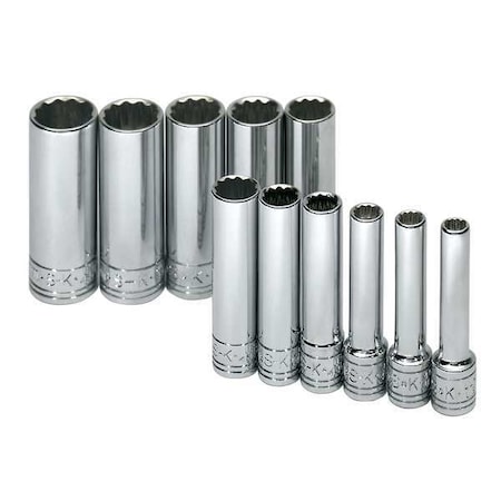 Sk Professional Tools 1/4" Drive Socket Set Metric 11 Pieces 5 mm to 14 mm , Chrome 1350