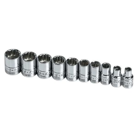 Sk Professional Tools 1/4" Drive Socket Set Metric 10 Pieces 5 mm to 14 mm , Chrome 1340
