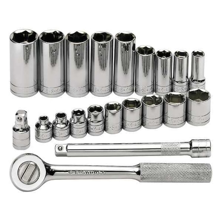 Sk Professional Tools 3/8" Drive Socket Wrench Set, SAE, 21pcs, Skt Wrch St, Chrm, 6Pt, 1/4 - 7/8 in 4521