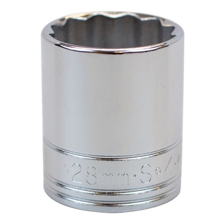 Sk Professional Tools 1/2 in Drive, 28mm Metric, Socket, 12 Points, Steel, Chrome, 28 mm 40328