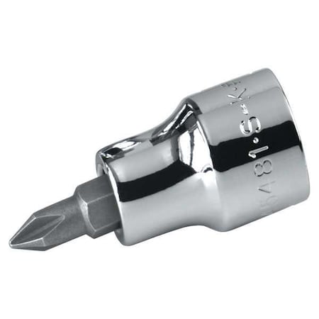 Sk Professional Tools 1/4" Drive Phillips Socket Bit SAE No 2 Tip, 2 3/4" L, 1/4" Dr, SAE Socket Bit, No 2 Phillips, 4 Pt 44482