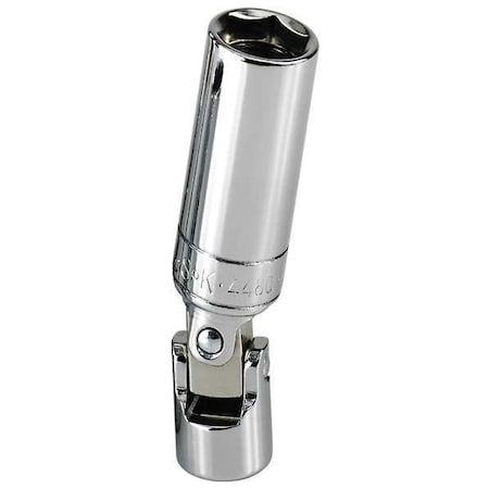 Sk Professional Tools 3/8 in Drive, 9/16" SAE Socket, 6 Points, Flex Spark Plug 9/16 in, Steel 4478