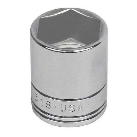 Sk Professional Tools 3/8 in Drive, 18mm Metric Socket, 6 Points, Steel, Chrome, 18 mm 318s