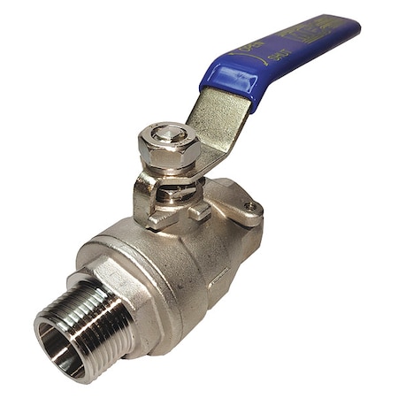 ZORO SELECT 1/2" FNPT x MNPT Stainless Steel Ball Valve Inline G-SSVM-50NLH