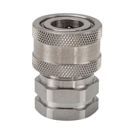 SNAP-TITE Hydraulic Quick Connect Hose Coupling, 316 Stainless Steel Body, Sleeve Lock, 1/4"-18 Thread Size SVHC4-4F