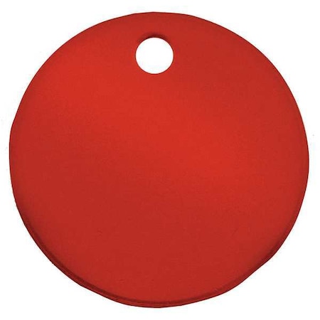 C.H. Hanson Blank Tag, Aluminum, 3 in H x 3 in W, 3 in Dia., Red, Round, 5 PK 43018
