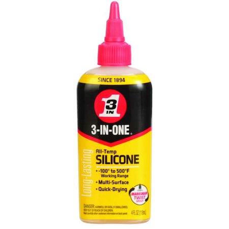 3-In-One Silicone Lubricant, 4 oz., Squeeze Bottle, Mineral Oil, Brown 120008