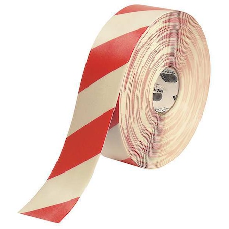 Mighty Line Industrial Safety Floor Marking Tape Vinyl White/Red Chevrons, 3" W x 100 ft. L, 60 mil Thick 3RWCHVRED
