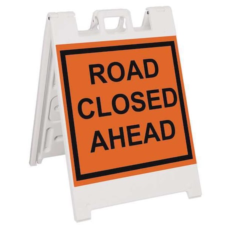 Zoro Select Barricade Sign, Plastic, Engineer, 36 in Height, 3 in Length, 17 lb, White 136-WLGQ2409-OBEG